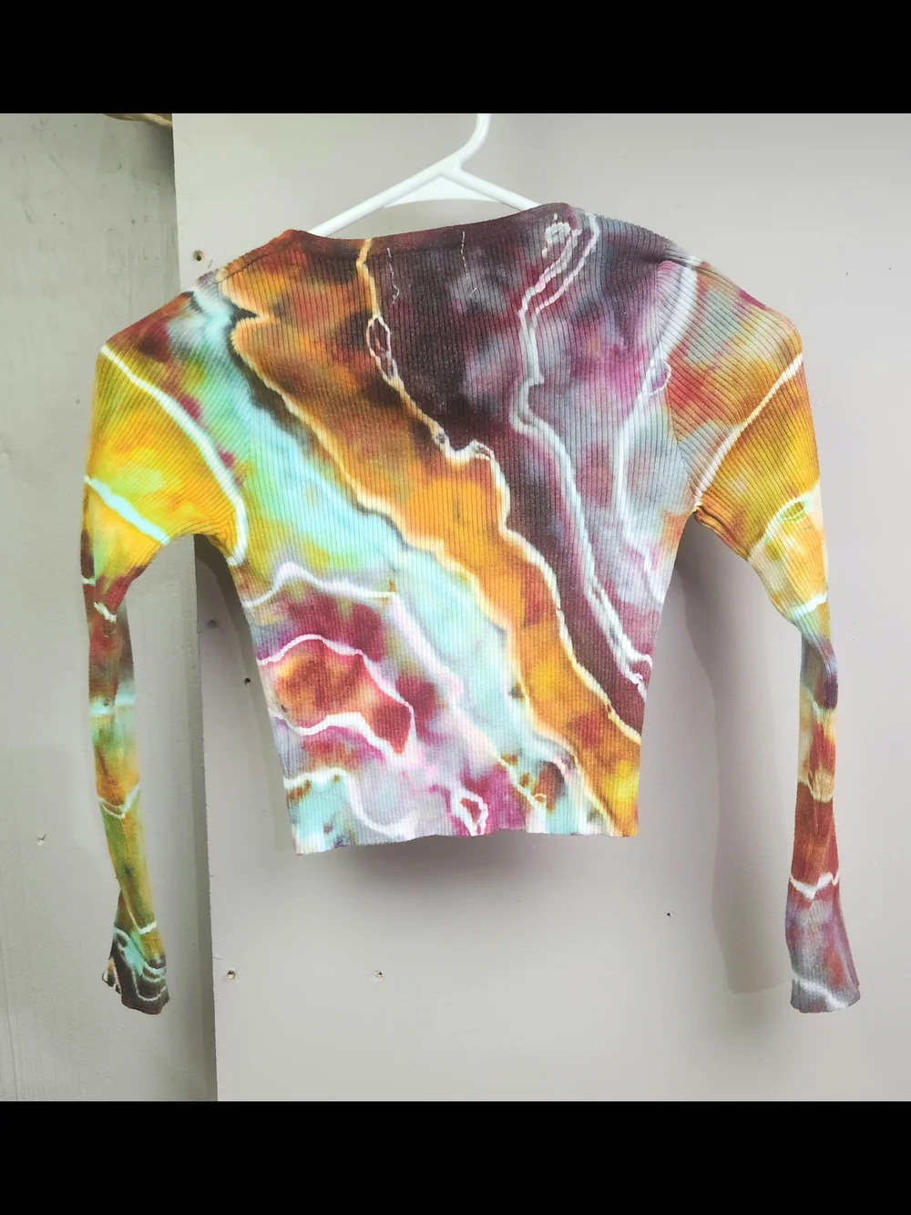 Princess Polly Multicolor Tie-Dye Ribbed Long Sleeve Crop Top - Picture 3 of 3